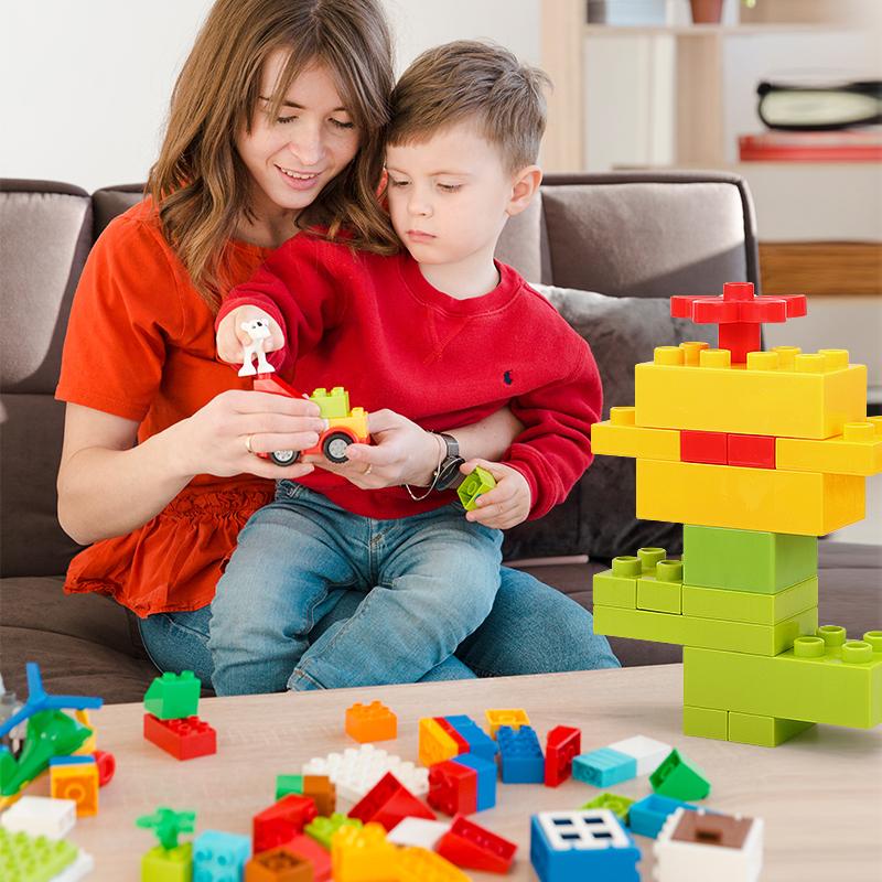 80PCS Large Particle Creative Building Blocks Set of Colorful Classic Basic Silver Brick DIY Toys for Baby Christmas Gifts