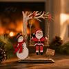 Indoor Christmas Party Decoration 3D Wooden Santa Swing Tabletop Decor, Snowman Ornament, Stable Table Ornament Farmhouse Xmas Shelf Mantel