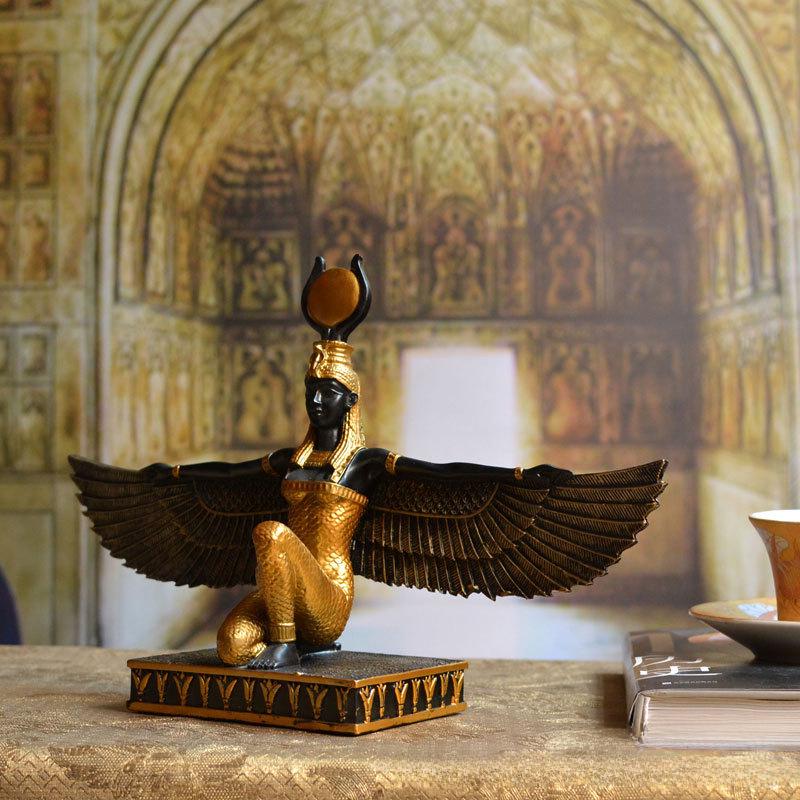 Egyptian Winged Earth Goddess Resin Figurine for Home, Club, Museum, or Hotel Décor
