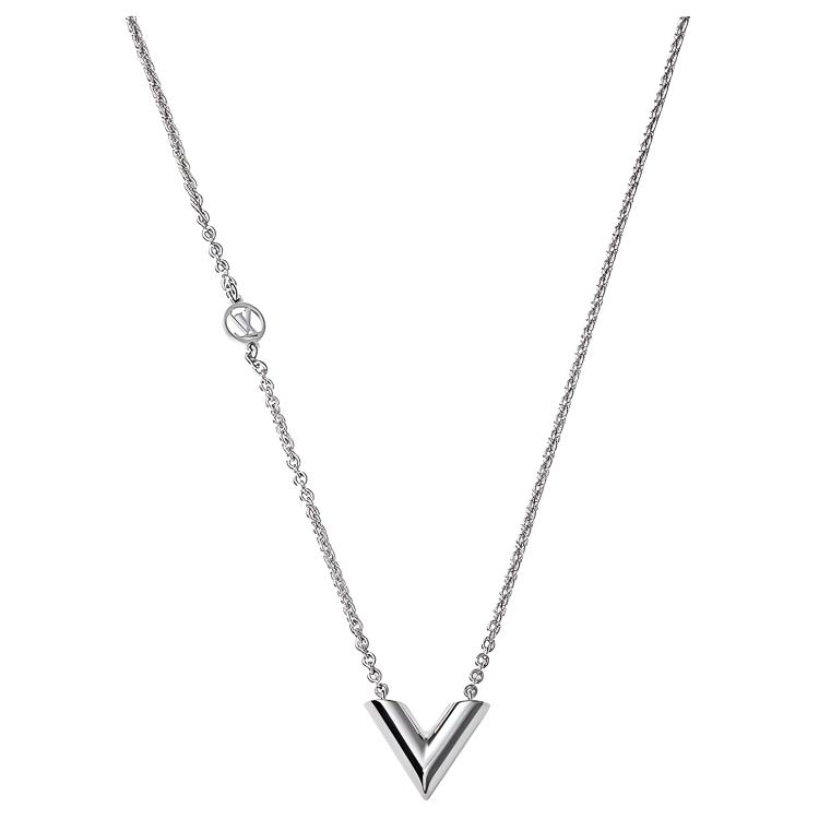 

Louis Vuitton Essential V Pendant Necklace Women necklace Silver M63197 Default Packaging