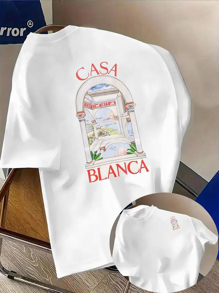 Cs Aesthetic Architectural Graphic Top Casual Round Neck Short Sleeve Tee Summer Neutral Streetwear Cotton Unisexs Tshirt