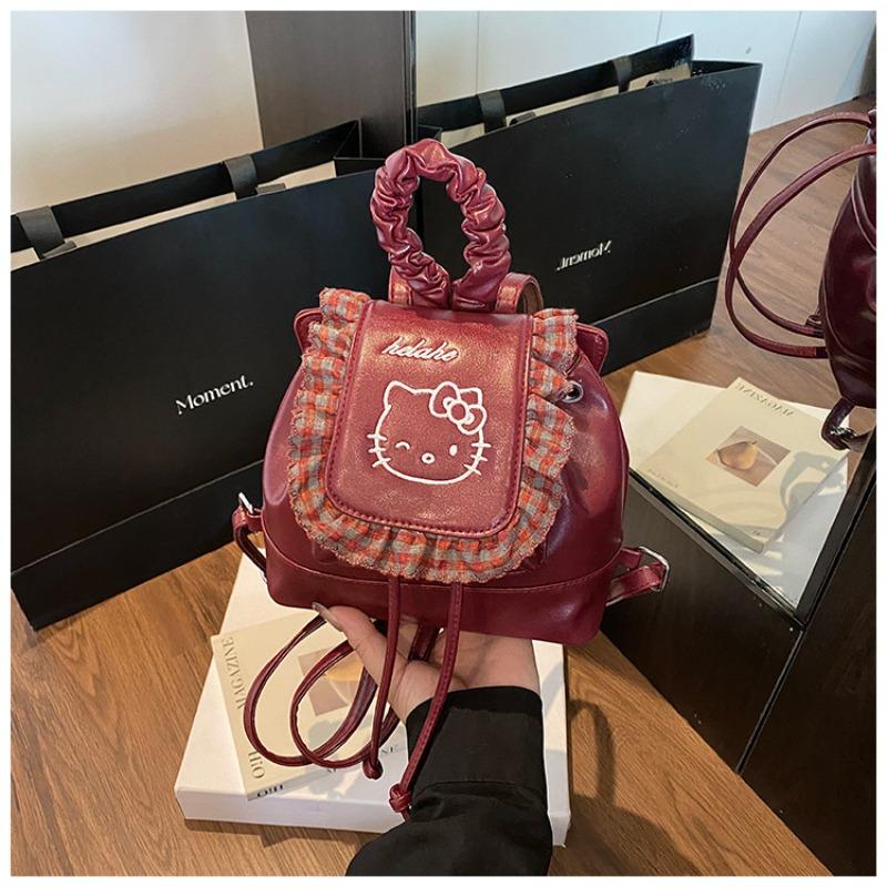 

Pleated lace bag women s new fashion girl backpack versatile texture backpack