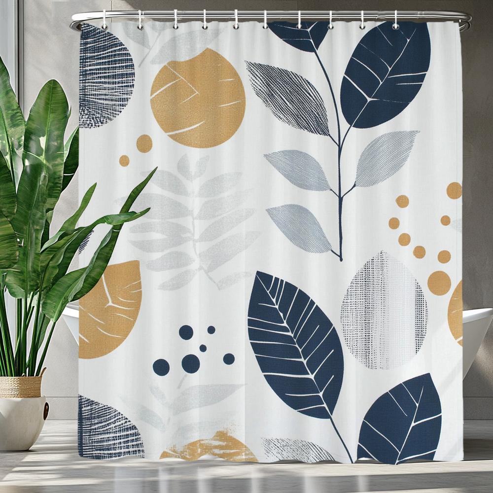 Green Leaves Monstera Plants Printed Shower Curtain Bathroom Curtain,Hanging Curtain With 12 Hooks Decoration Machine Washable