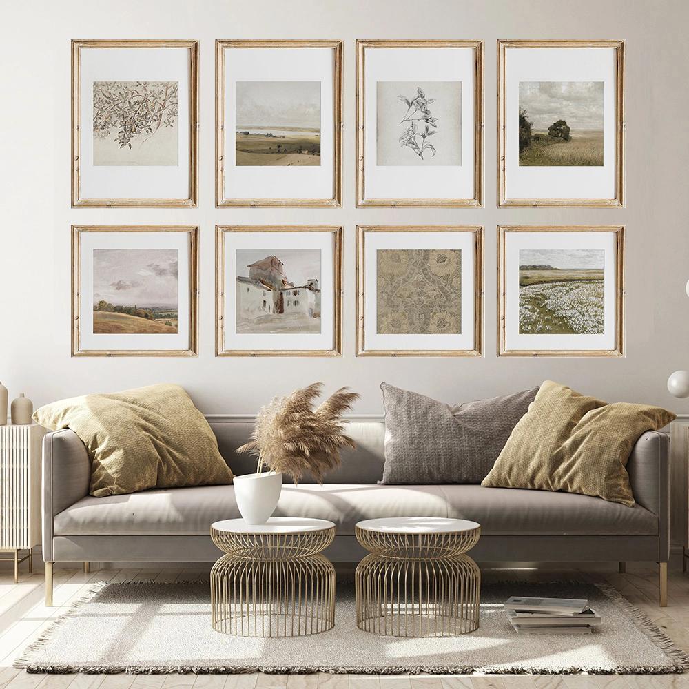 

Винтажная галерея, настенная живопись с квадратным принтом, постеры, нейтральный зеленый современный деревенский дом, холст, картина для украшения гостиной, фотографии