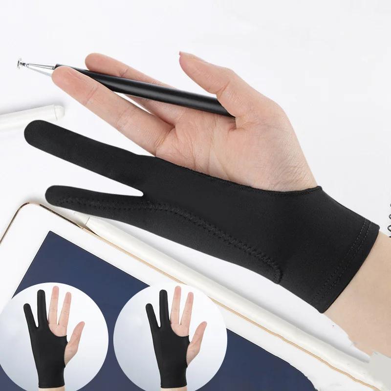 Konstnärshandskar Handflatsavvisande Tvåfingershandskar för Ritpenna Skärm Papper Konst Målning Skissering IPad Grafisk Surfplatta