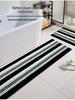Nordic Style Black & White Striped Non-Slip Bedroom Rug - Wear-Resistant Long Floor Mat for Living Room
