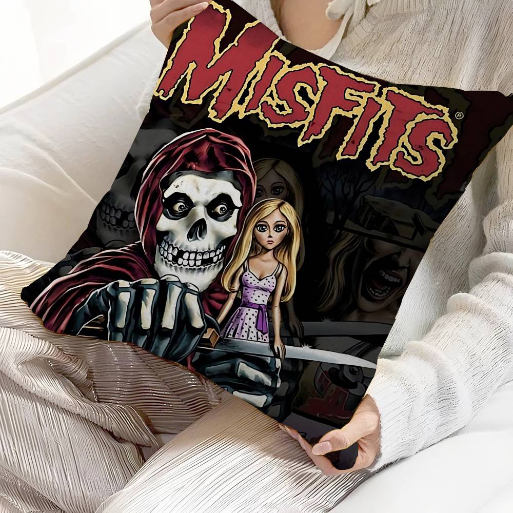 Horror Punk Rock MMisfits Music Pillow Anime Pillow Sofa Bed Head Pillow Cover Cushion Cover 45x45 Cm Fashion