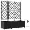 Garden Planter Set 3 Pcs Black 120 X 40 X 142 Cm Plastic