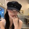 Black Octagonal Cap Vintage Newsboy Hats Casual Star Hole Berets  Female