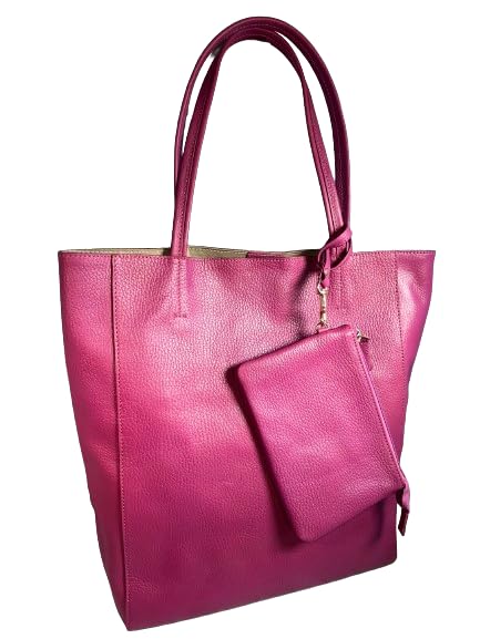 

Tote with genuine cowhide for women and genuine cowhide leather tote unisex [Rebecca] bag, vertical, pouch, leather, shrink, men, JT-240322, leather, рожевий