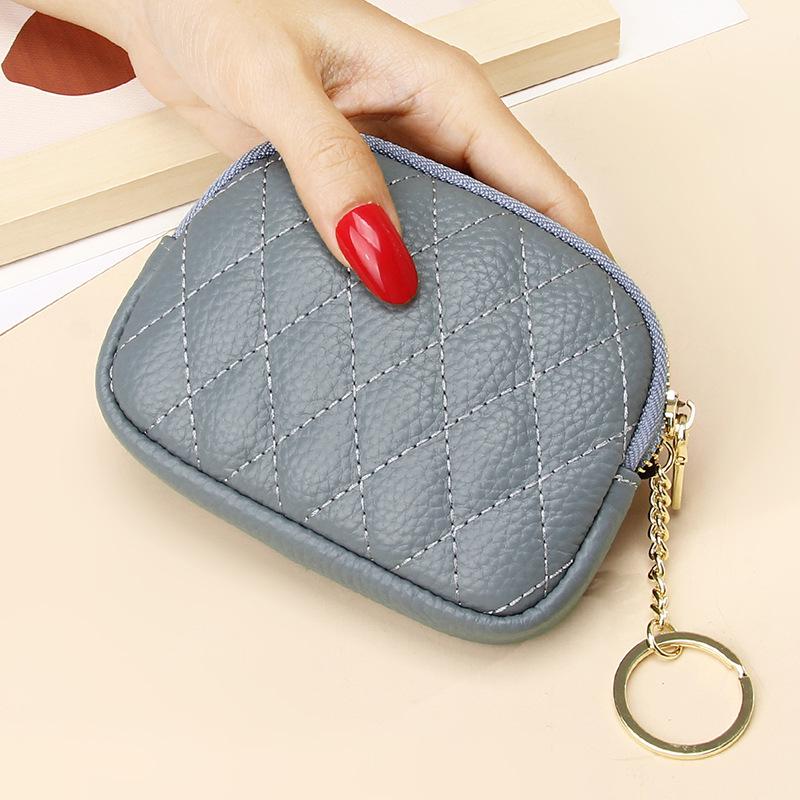 

Кошелек для монет и кошелек-брелок из натуральной кожи с ромбовидным узором