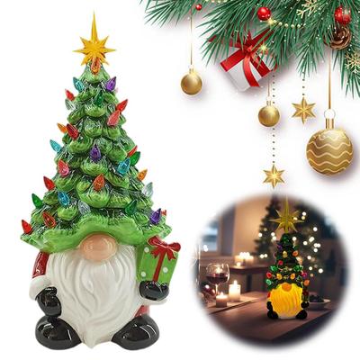 Newest Christmas Decoration Resin Gnome Xmas Tree Figurines Statue Ornaments Creative Dwarf Miniatures Desktop Decoration Crafts
