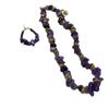 Holiday Wind Natural Irregular Purple Crystal Gravel Necklace Women'S Purple Beaded Ear Hook Set Jewelry Batch