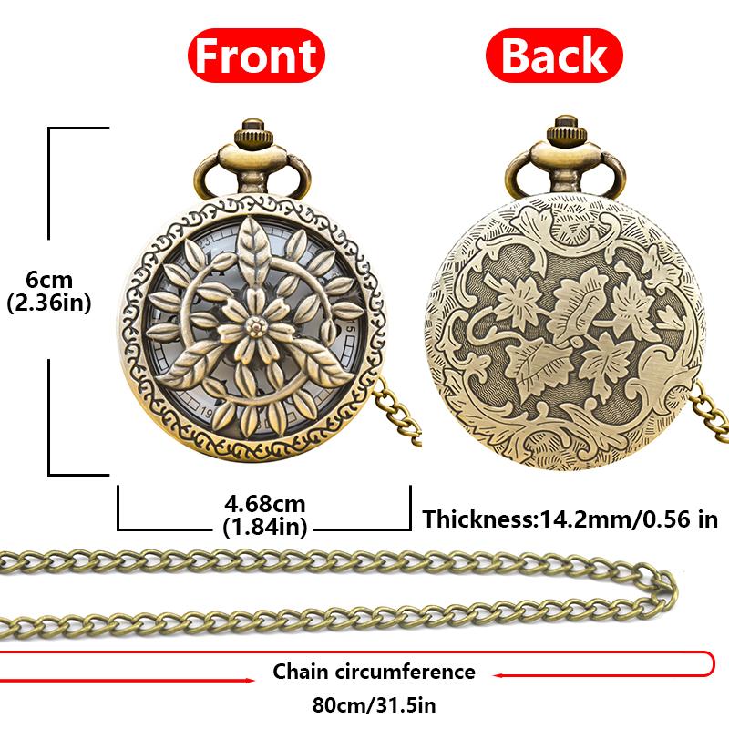 Retro Bronze Steampunk Openwork Floral Flip-Top Male And Female Student Gift Quartz Necklace Commemorative Pocket Watch