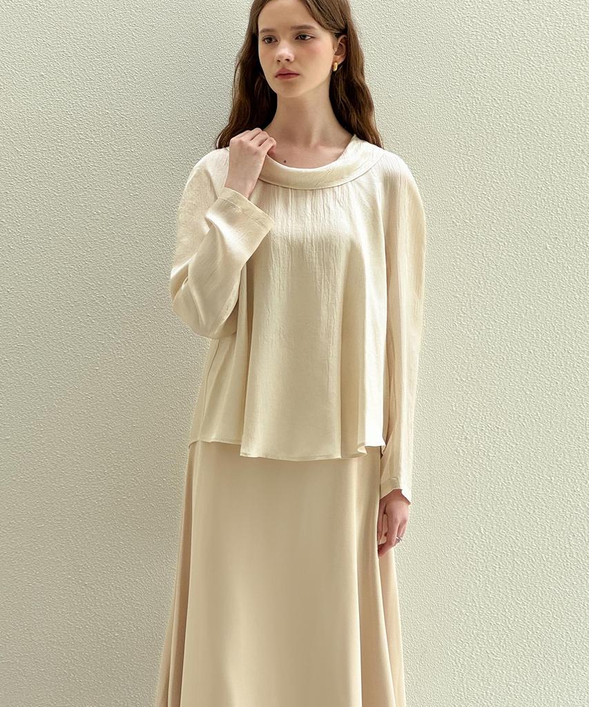 LAUTREDE MIN Haze Cowl Light Beige Blouse
