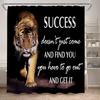 Wild Animals Shower Curtain Motivational Words Panther Tiger Lion Modern Bathroom Decor Dark Polyester Bath Curtain With Hooks