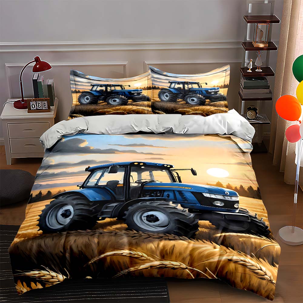 

Blue tractor field Bedding Duvet cover sets Duvet covers Pillowcases gifts (1 * Duvet Cover 2 * Pillowcases, without duvet insert) 135x200cm