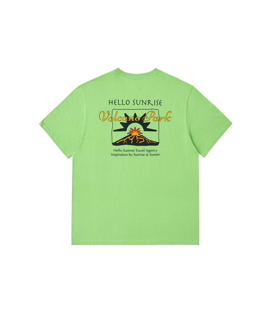 HELLO SUNRISE Hs Volcano Park Tee_Light Green