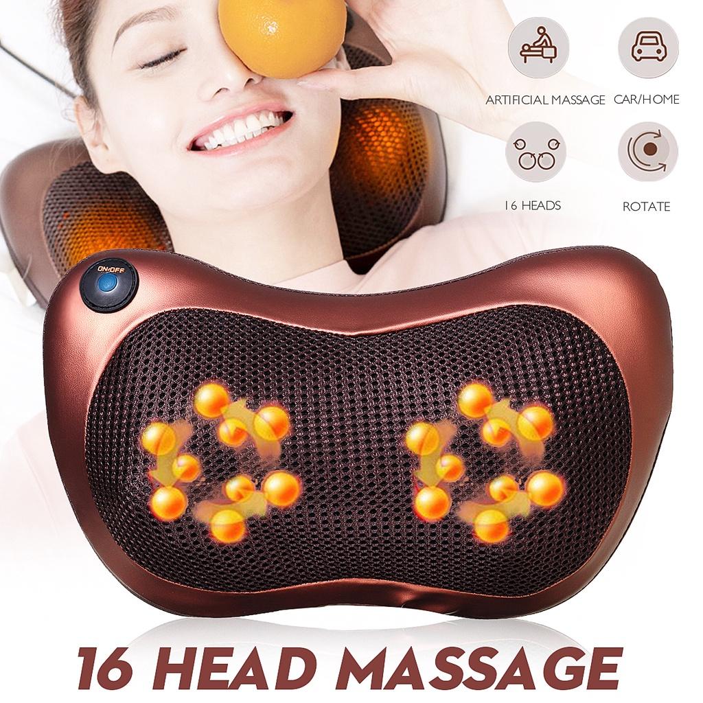 DC 12V Electric Massage Pillow Electric Shoulder Back Heating Kneading Infrared Therapy Pillow Shiatsu
