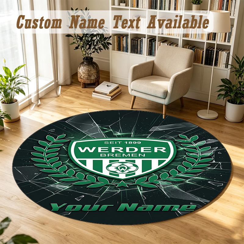 Round Rug Custom NameWerder Bremen FC Pattern Non Slip Carpet Home Floor Decor