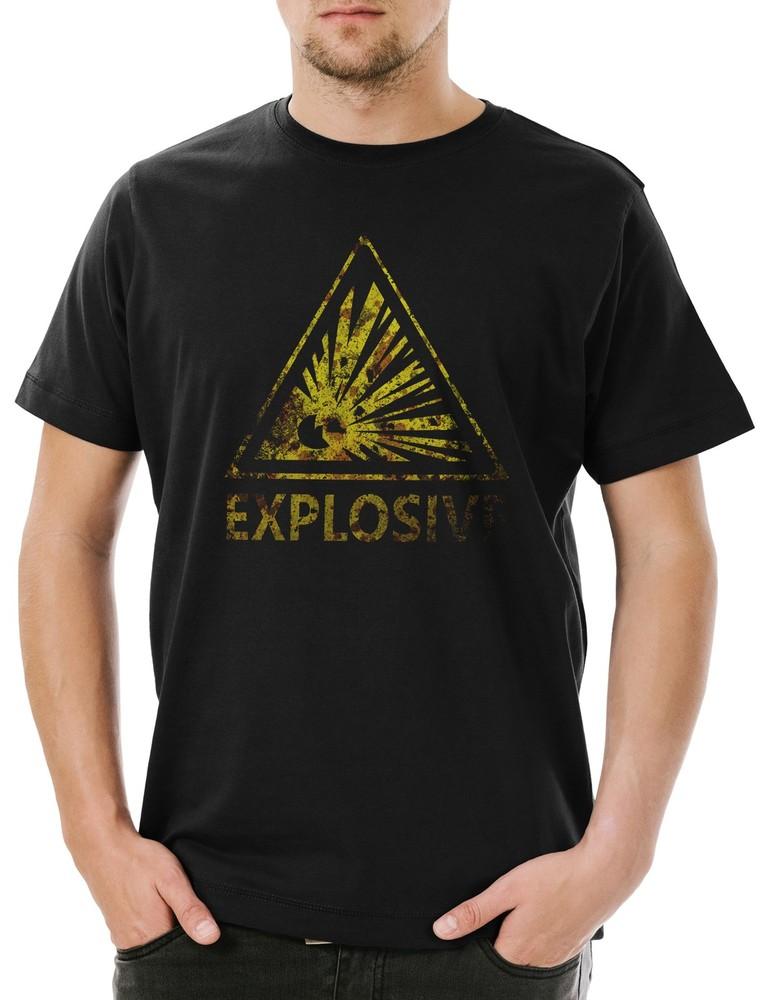Caution Explosive Vintage Logo Sign Men's T-Shirt Warning Danger Explosion TNT
