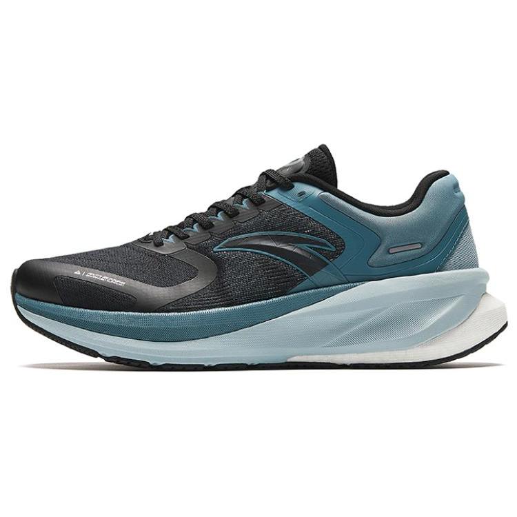 New Anta Running Collection Slip Resistant Water Resistant Low Top Running Shoes Men's Black Cyan 112345535-4