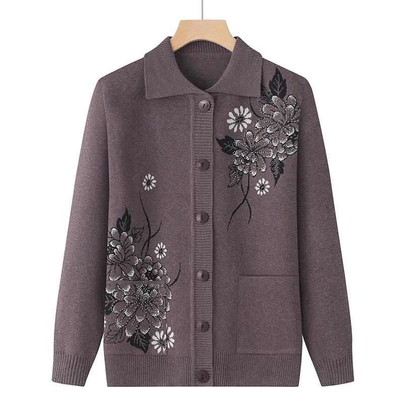 Spring and Autumn Jackets for The Elderly, Spring and Autumn Women, Loose Old Lady Clothes, Mother Clothes, Knitted Sweaters, Cardigans