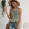 Damskie Top bez rękawów Luźne Top z dekoltem V Plisowane Koszulki Podstawowe T-shirty
