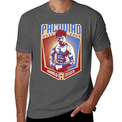8 Titles Manny Pacquiao World X Tshirt Retro Style Print Casual Top