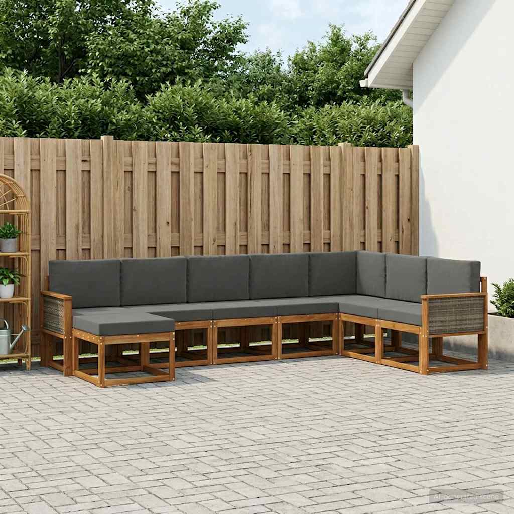 Outdoor Sofa Set with Cushions 8 pcs Natural and Anthracite