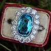 Delicate Luxury Female Party Accessories with Dazzling Blue Zirconia Gorgeous Anniversary Gift for Mom Exquisite Jewelry