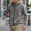 Men's American Style Double-Sided Fleece Hooded Jacket - Autumn/Winter, Zipper, Loose Fit, Casual Sweatshirt.