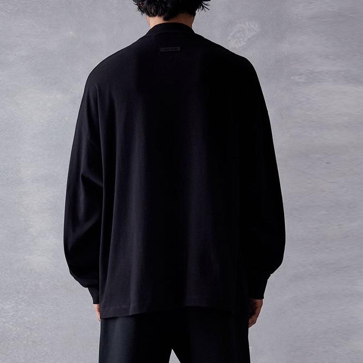 Fear of God Essentials Summer 2023 New Release Essentials Core Single Letter Print Crew Neck Long Sleeve T-Shirt Men Tops Jet-Black 125SP232016F