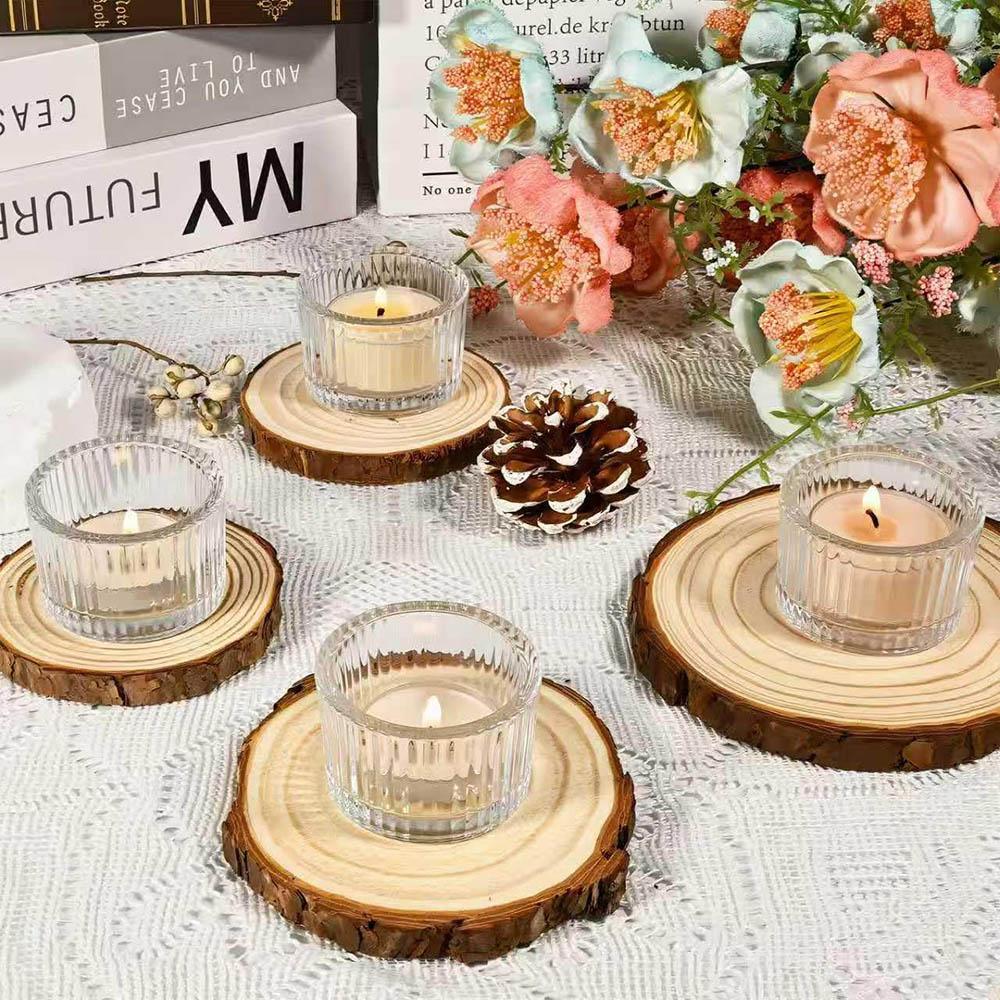 2 Stück Glas Teelichthalter Klein Klar Mini Kerzenständer Tischdekorationen Heimdekorationen für Hochzeit Festival Geburtstag