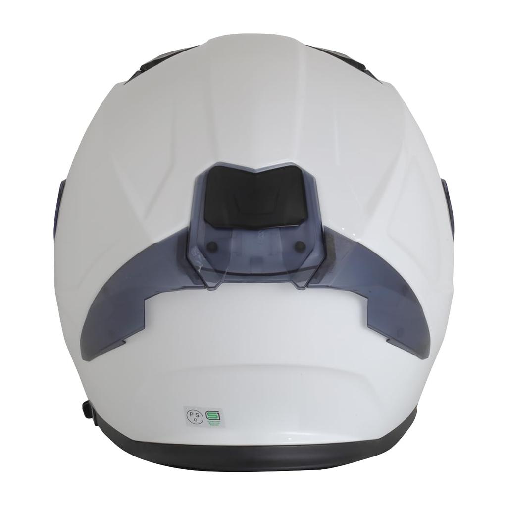 TEITO FF922 Solid White Motorcycle Full Face Helmet with Inner Visor SG Standard PSC Compatible with All Displacements M