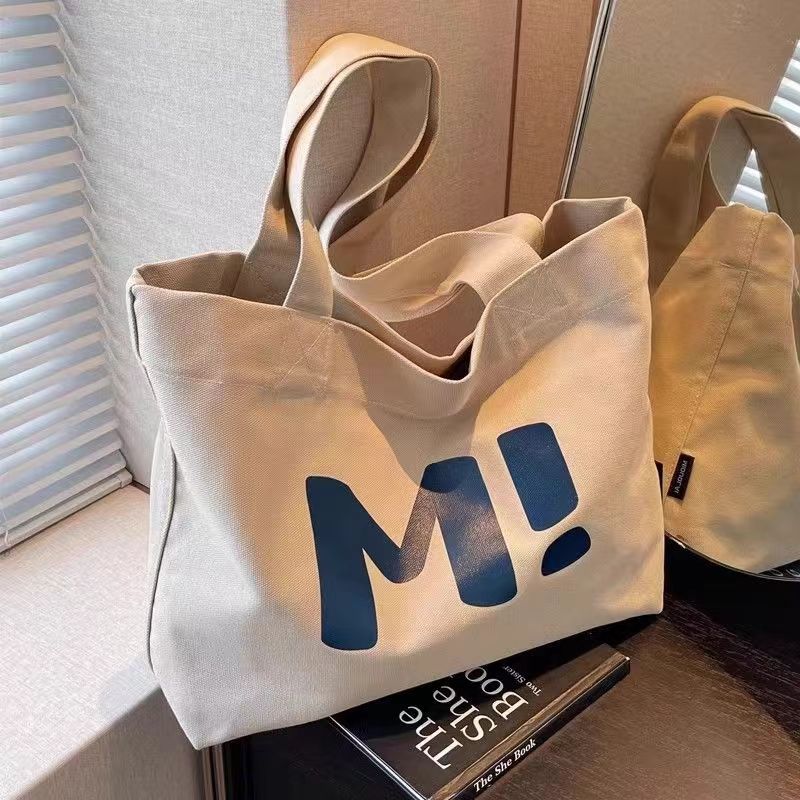 Cute College Canvas Women's Bag College Student Outing Casual Versatile Shoulder Bag Simple Tutoring Bag
