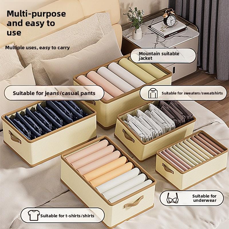 Cartoon Fabric Clothes Storage Box With Lid For Bedroom Wardrobe Organization