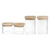 Set of 4 Glass and Wooden Storage Jars with Stackable Airtight Lid Atmosphera