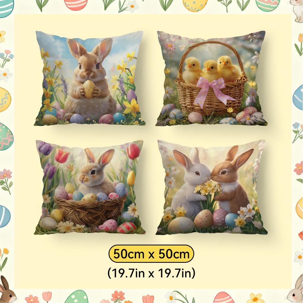 Easter Themed Flowers Cushions Pillowcase Polyester Cushion Cover Throw Pillow Pillowcover Home Car Sofa Decor