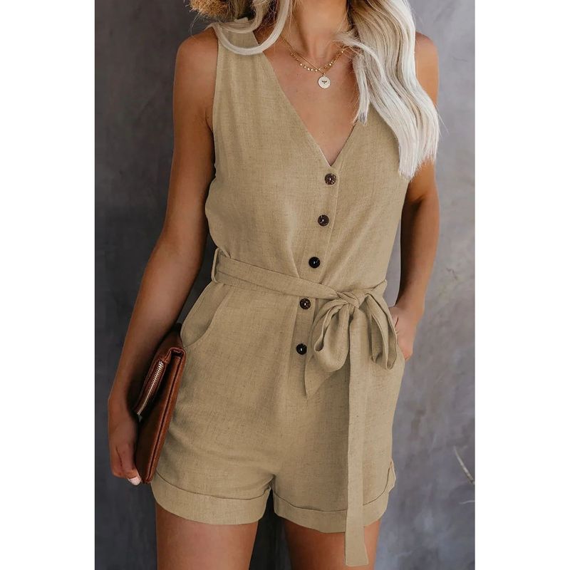 

Casual V-neck Bow Five Quarter Shorts Casual V-neck Bows Half Length Shorts Khaki M