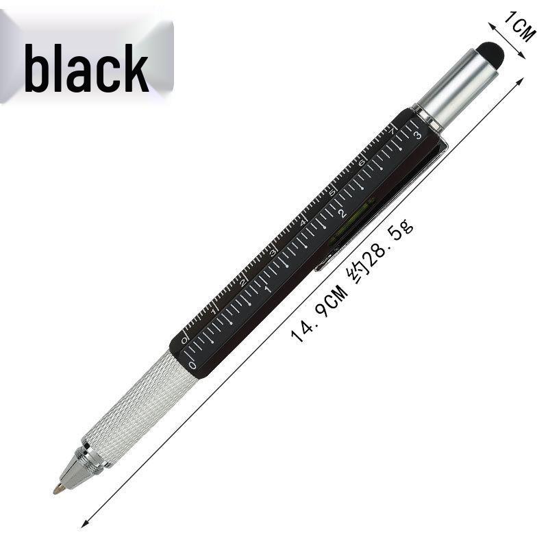 Multifunctional Metal Tool Pen with Level, Scale, Touchscreen Capacitive Tip, and Phillips Screwdriver