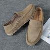 Men's Leather Suede Loafers - Low-Top, Slip-On, Casual Driving Shoes, Large Size, Spring Collection