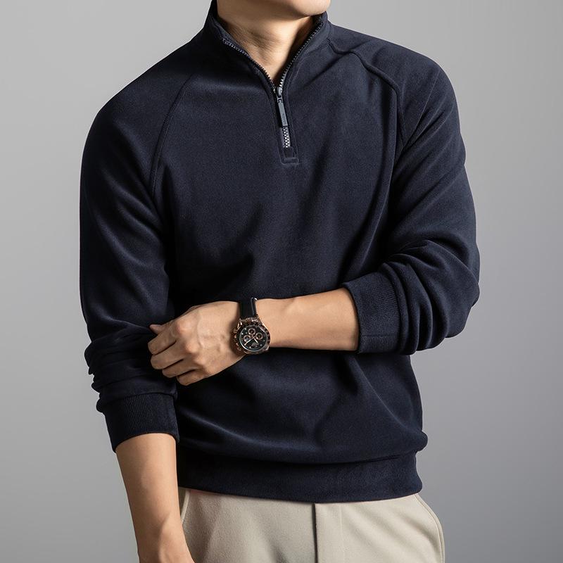 Tommy Men s Half-Zip Polar Fleece Lambswool Sweater with Stand-Up Collar 2XL темно-синий