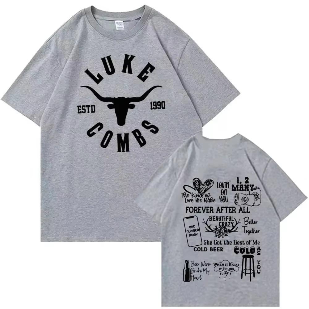 Luke Combs trička Western Country Music Muž Žena Harajuku Košile do O s krátkým rukávem Fanoušci Dárkové Módní tričko pro muže Y2K