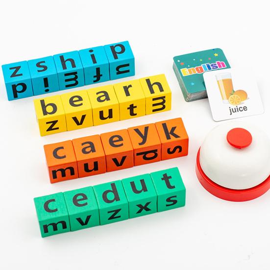 Dice Word Game with 40 Themed Cards 20 Letter Blocks Buzzer Challenge Develops Word Building Multiplayer