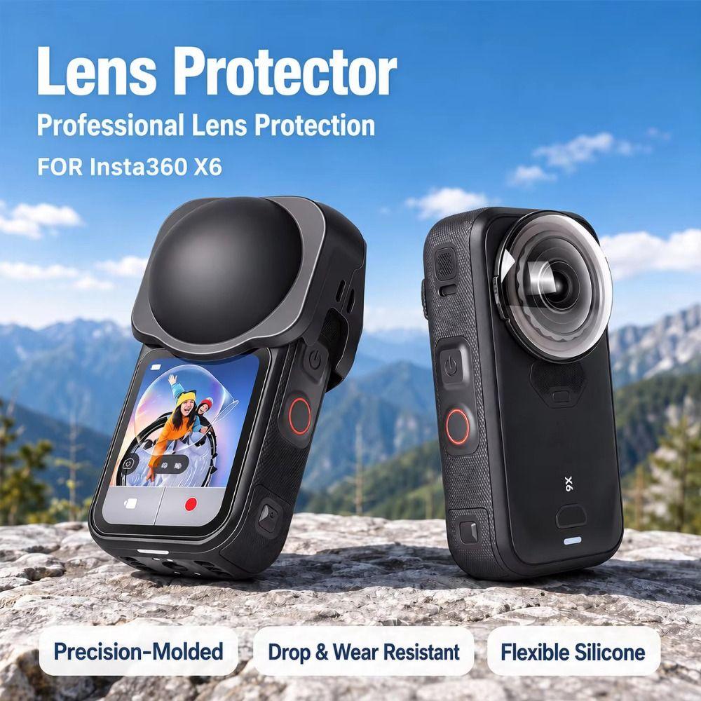 Silicone Lens Cap Protective Lens Cover Lens Protector for Insta360 X6 Action Camera Accessories