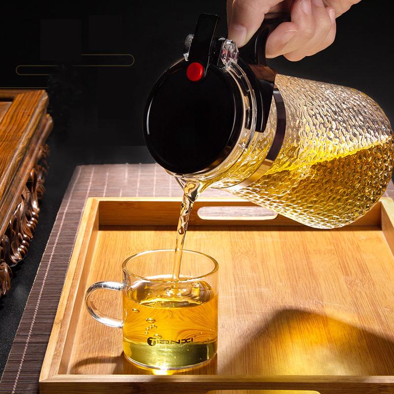Heat-resistant Striated Glass Cup Set Tea Separation Glass Teapot Elegant And Textured Filter Flower Teapot