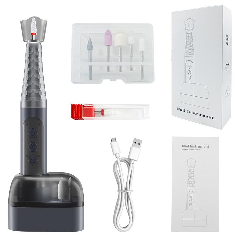 Electric Nail File & Polisher with Base Display - Pen-Style Manicure Grinding & Exfoliating Machine