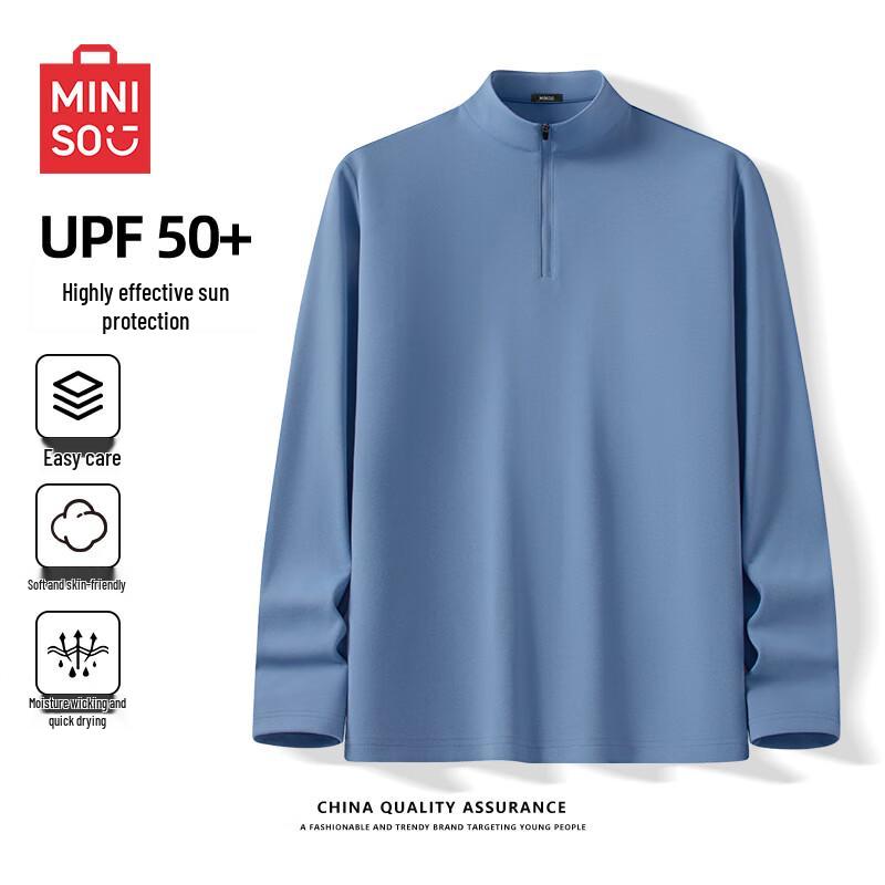 MINISO Men's Half-Zip Long Sleeve Quick-Dry Athletic Shirt