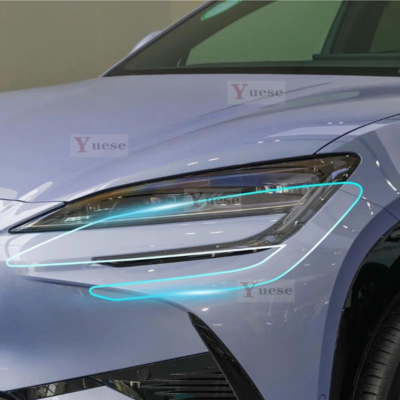 Für BYD Sealion 7 EV 2024 2025 2 Stück Auto-Scheinwerfer-Schutzfolie Transparent Geräuchert Schwarz TPU-Aufkleber